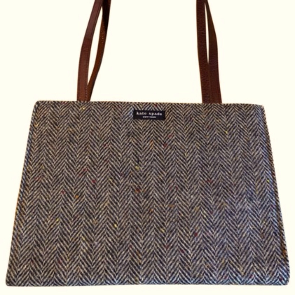 Kate Spade Vintage Herringbone Multicolor Tweed Box Tote